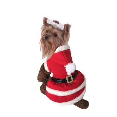 Wholesale Santa Claus Plush Dress Winter Dog Clothes For Christmas